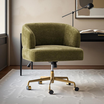 Jacqueline Modern Chenille Simple Assembly Swivel Task Chair with Curved Armrests