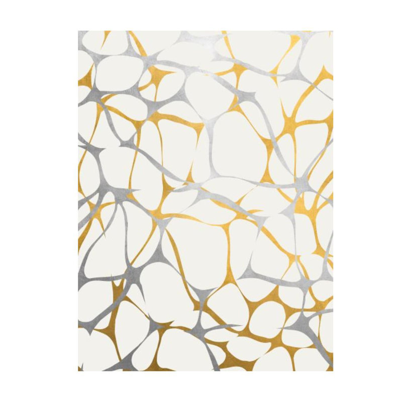 Shiny Ripples I Print by Sonia Noir, 63" H x 47" W x 1.5" D, Gilded Gold & Silver