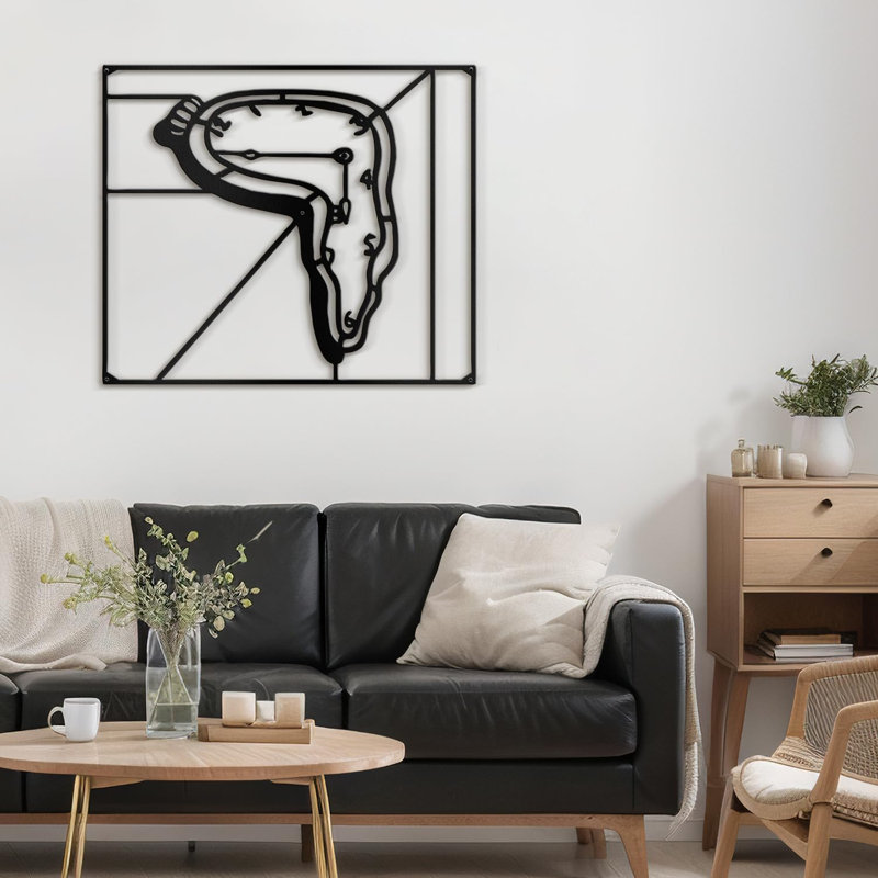 Décoration murale en métal, H 36 po x l 36 po x P 0,05 po, Noir