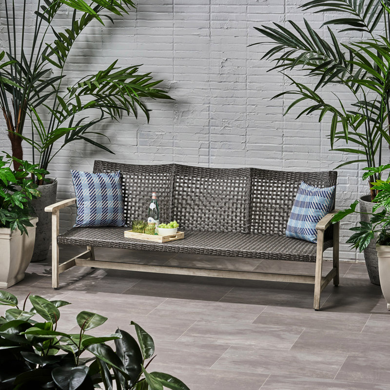 Extérieur en gris, 3 places avec cadre en métal gris, Gris