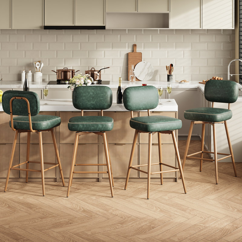 Tabourets de comptoir pivotants modernes avec structure en métal, Vert