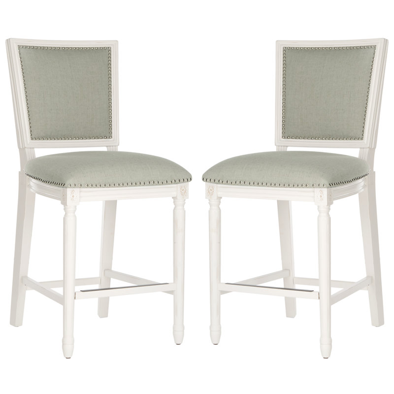 Tabouret de comptoir et de bar, Gris clair / cadre crème, Tabouret de comptoir (siège d'une hauteur de 26 p