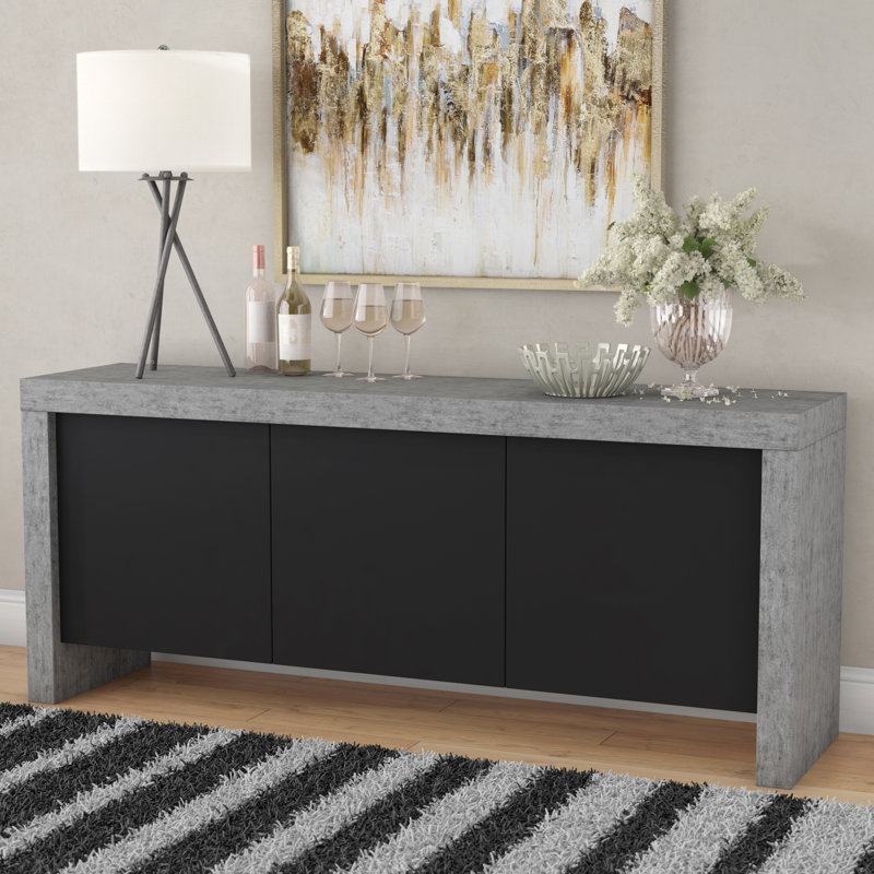 Debbera 74 " W Sideboard, Concrete / Pure Black