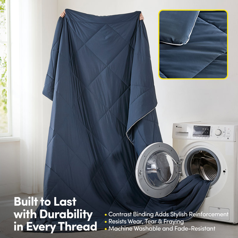 Cooling Oversized All-Season Reversible Single Comforter By Sweet Home Collection®, King/California King, Navy