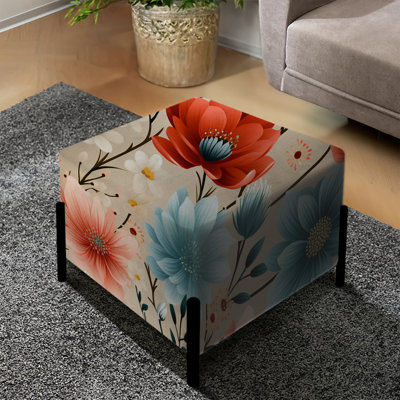 Retro Blooms Vibrant Pastel Colors - Repose-pieds carré floral