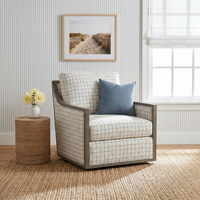 Icarus Upholstered Swivel Accent Chair, Blue