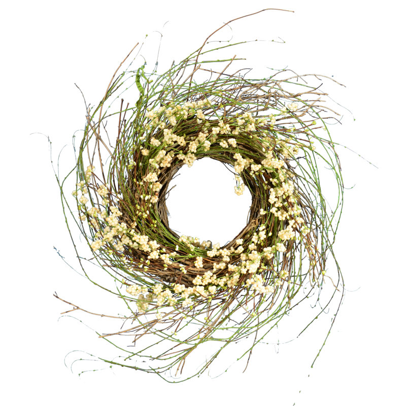 Couronne de baies de saule, vert, H 26 po x l 26 po x P 4 po