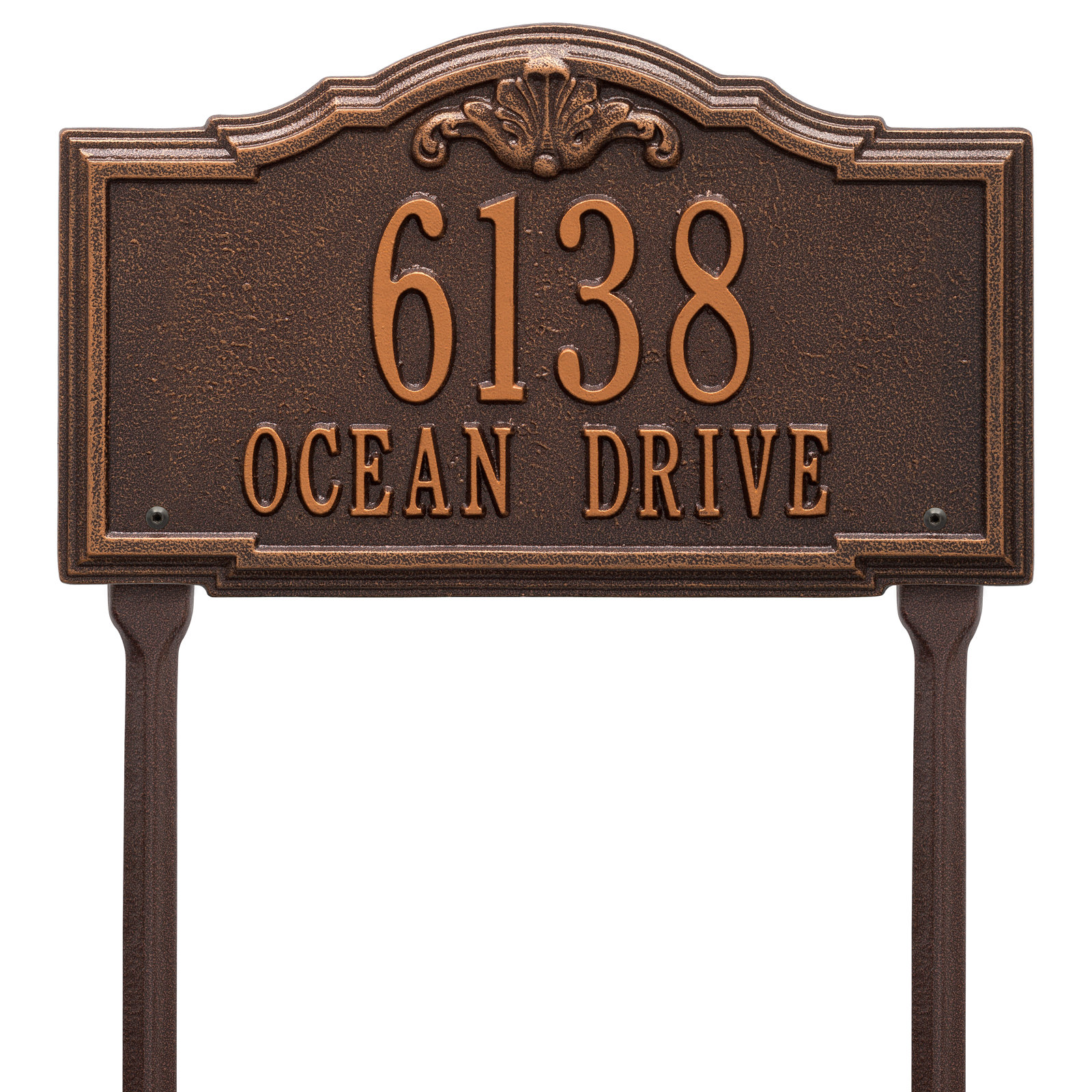 Gatewood Personalized Standard 2-Line Lawn Address Sign, Antique Copper, Yes
