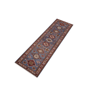 Rustic Gioni Kennedi Blue/Beige Wool Runner - 2'8'' X 10'6''