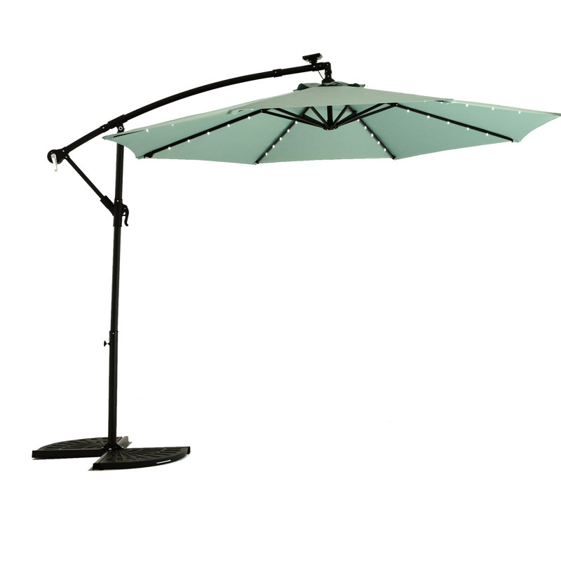 Parasol à énergie solaire 10 pi, énergie - patio à DEL à énergie solaire pour l'extérieur, Vert clair