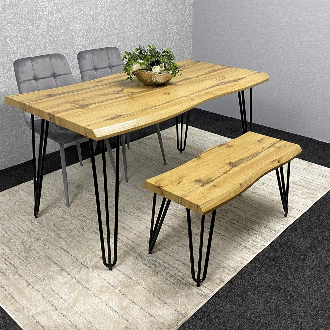 Kosy Koala Unisex Brown Modern Dining Table Set With 2 Grey Velvet Chairs And Bench Dining Room Furniture In - Image 5