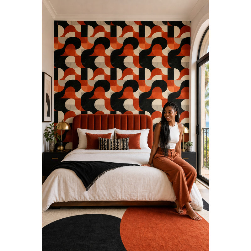 Décoration murale amovible de style rétro Mid-Century, Peel and Stick
