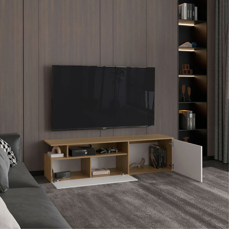 Meuble télé 60 po, 2 portes, 4 tablettes