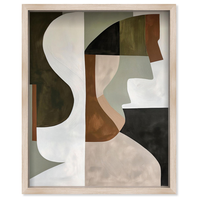 Oliver Gal Stone and Breeze II Abstract - Luxury Shadowbox Framed Wall Art, Cream, 32" H x 26" W