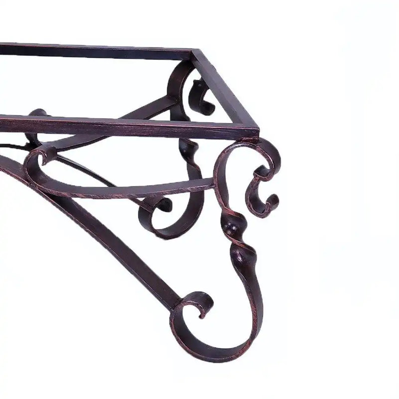 Hand-hammered Copper Coffee Table: Rustic Hacienda Style, Wrought Iron Base