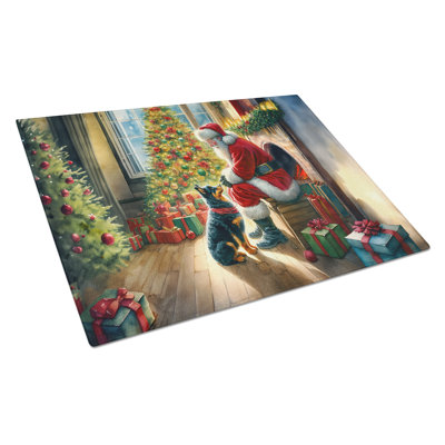 Lancashire Heeler and Santa Claus Glass Cutting Board