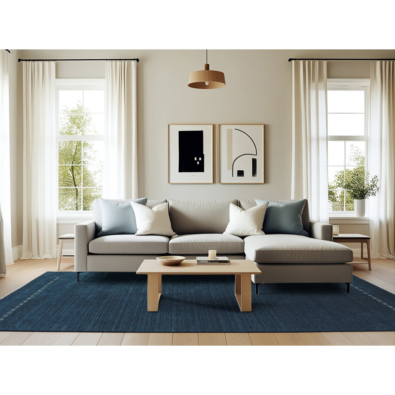 Tapis contemporain bleu, Rectangle 6 pi x 9 pi