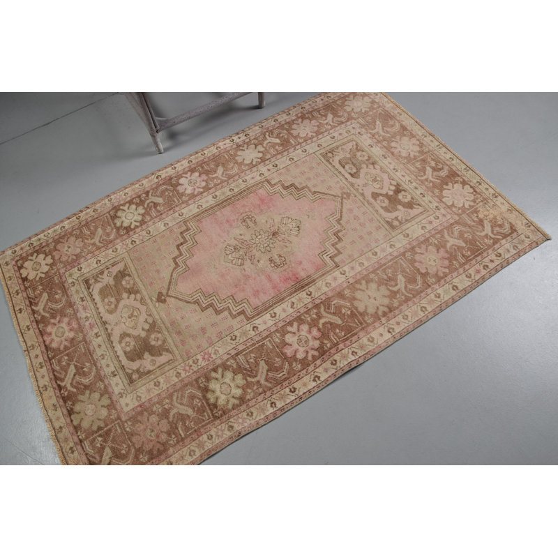 Tapis turc Oushak rétro de style bohème rétro avec motif floral fait à la main pour la décoration intérieure