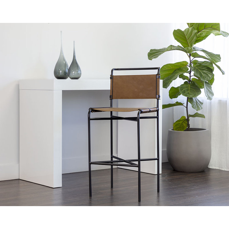 Tabouret Corrigan - Cuir cognac, Tabouret de bar (siège d'une hauteur de 30 po)