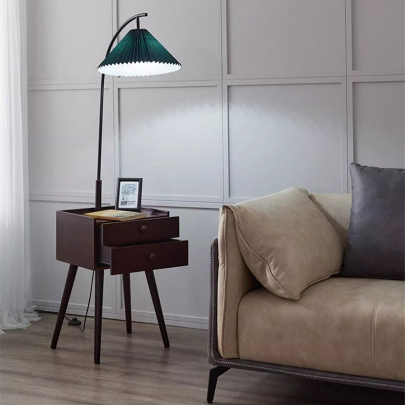 Lampadaires en noyer massif et fer sans forme, Noyer, Vert foncé