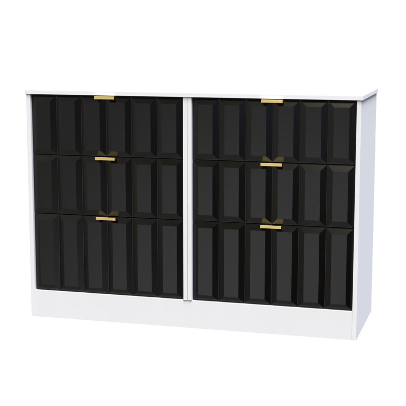 Besian 115 cm W Chest of 6 Drawers, Deep Black/White