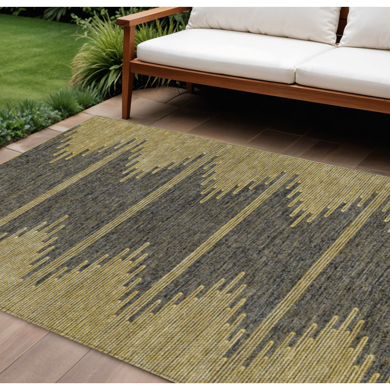 Tapis intérieur lavable abstrait doré 8 pi x 10 pi