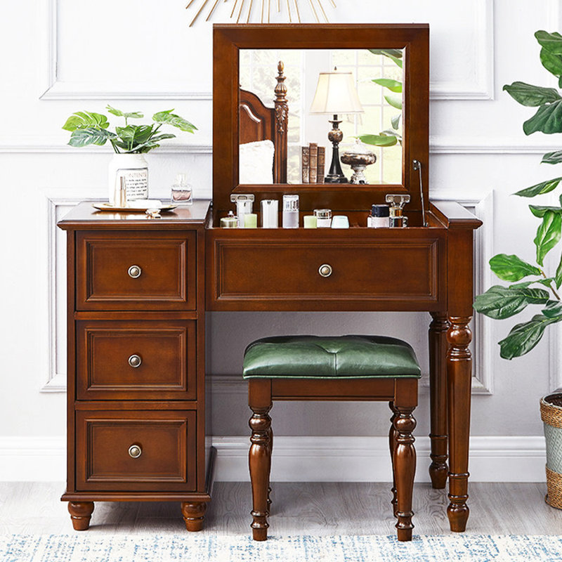 Buffet de style américain brun de 39,37 po avec comptoir rabattable
