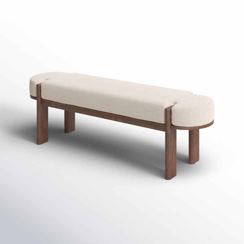 Karina Dark Elm Wood w/ Oatmeal Fabric Bench, Dark Elm
