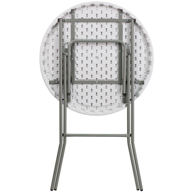Gray Metal Bar Height Folding Table with White Plastic Top