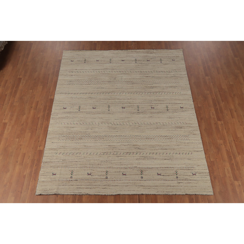 Tapis indien en laine fabriqué à la main de style Gabbeh 8 x 10