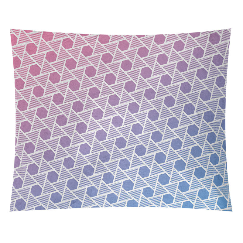 Tapisserie murale hexagonales et triangles, H 51 po x l 60 po, Rose / Bleu
