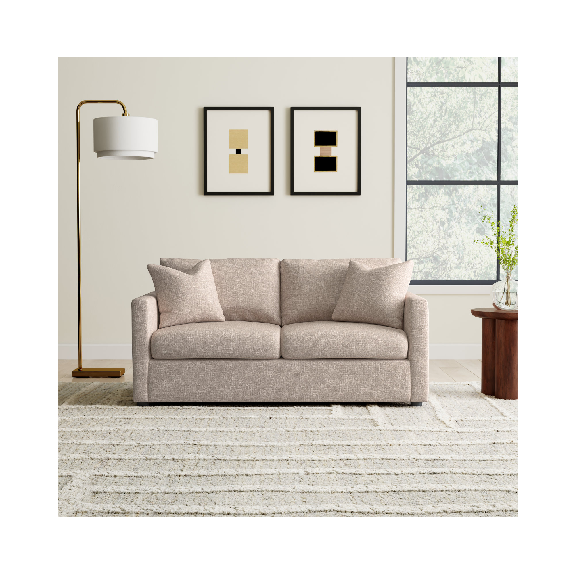 Godwin 67'' Upholstered Sleeper Sofa, Macc Ecru