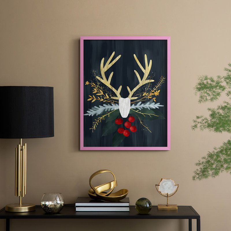 Reproduction encadrée - bois massif, Rose, H 15 po x l 12 po