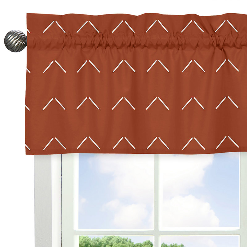 Diamond Tuft Orange and Ivory 54" Window Valance