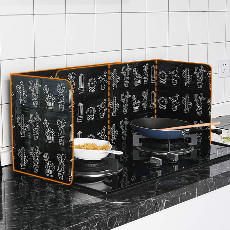Foldable Aluminum Oil Splatter Guard Plates (Black)