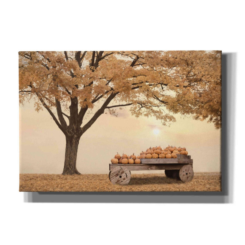 «Autumn Leaves and Pumpkins Veuillez» par Lori Deiter, art mural sur toile giclée, H 18 po x l 26 po x P 0,75 po