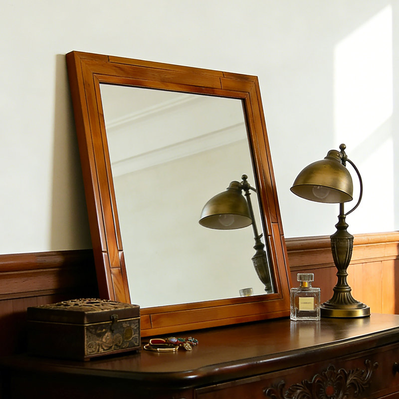 30X30" Modern Wood Square Flat Mirror