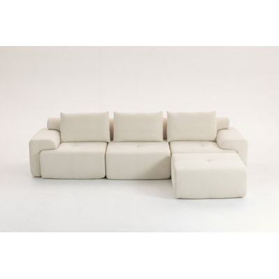 L-Shaped Sectional Couches For Living Room With Memory Foam & Steel Frame - No Assembly Convertible Sofa Bed, Corduroy Fabric Compression Sofa, Modular Couch For Apartments,Bedrooms,Home Theate
