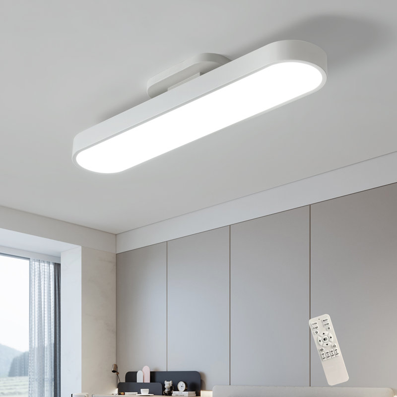 Masek 1 - Light 27.1" Simple Rectangle LED Semi Flush Mount, White