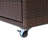 Outdoor Portable PE Rattan Serving Rolling Bar Cart with Storage Shelves, Glass Top, and Locking Wheels
