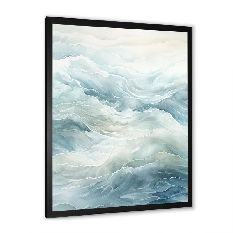 Impression sur toile Ocean Minimal Waves Charm, H 40 po x l 30 po x P 1,5 po, Cadre simple noir