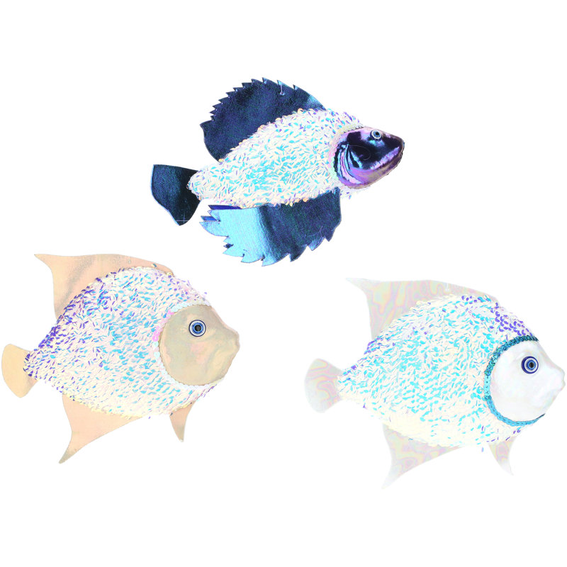 Glittered Fish Ornament - 9 X 6 Inches Set Of 6