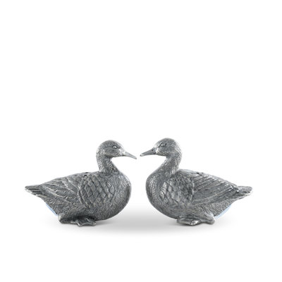 Vagabond House Morning Hunt Pewter Duck Salt and Pepper Shaker Set