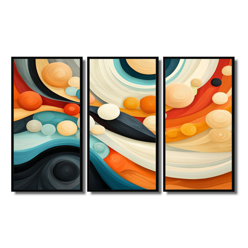 Cosmic Dance Of Colours IV - Abstract Impressionism, ensemble d'art mural, H 28 po x l 36 po, Noir