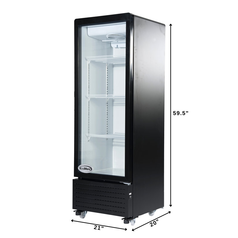 21-Inch Black Glass Door Commercial Display Refrigerator