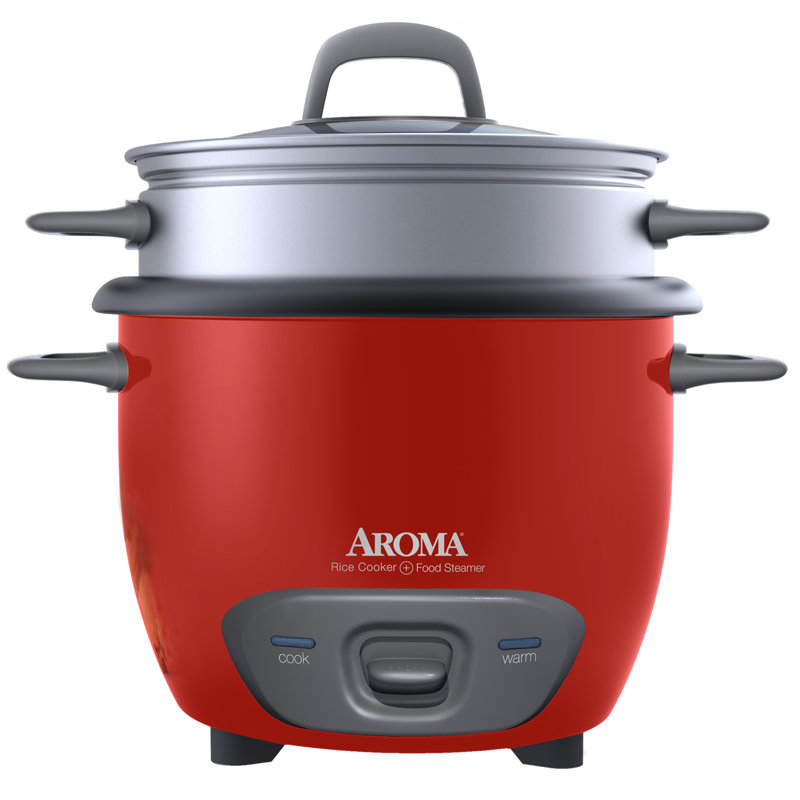 Aroma 14-Cup Red Electric Non-Stick Rice Cooker and Steamer