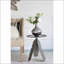 Table basse transitionnelle en aluminium argenté antique avec pieds en feuilles pour le salon