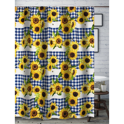 Sunflower Blue Checker Single Shower Curtain