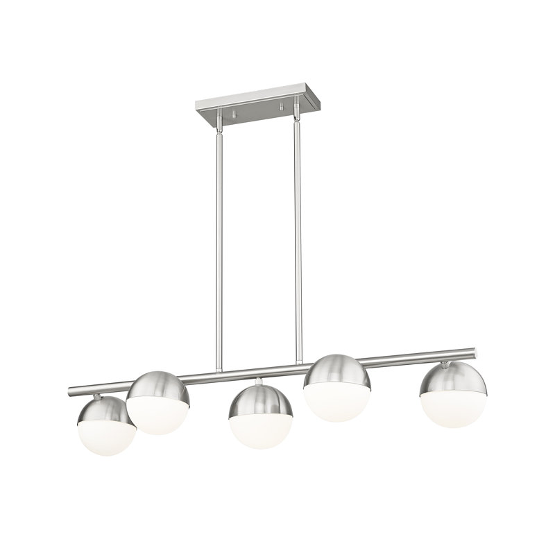 Trombetta 5 Light Linear Chandelier, Brushed Nickel