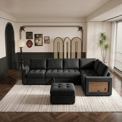 Alan 71" Upholstered Convertible Sofa With Adjustable Arms And Backs